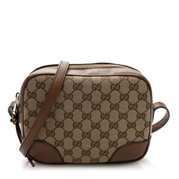 GUCCI Monogram Mini Bree Messenger Bag Beige Tabacco