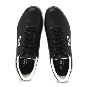 CHANEL Calfskin CC Womens Sneakers 37 Black