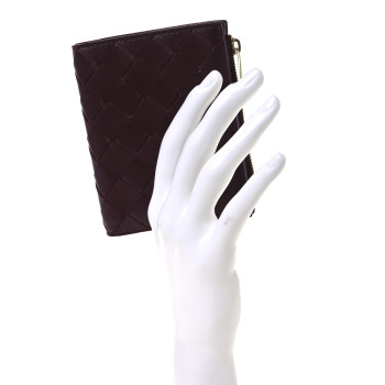 BOTTEGA VENETA Nappa Intrecciato Small Bi-Fold Zip Wallet Barolo