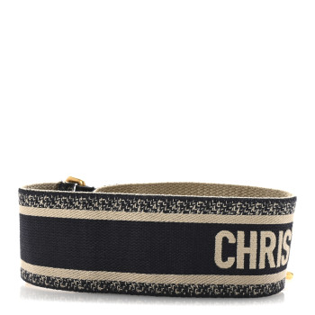CHRISTIAN DIOR Canvas Embroidered Shoulder Strap Blue