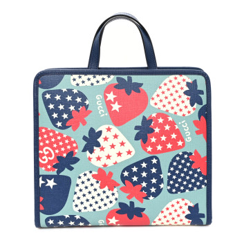 GUCCI Coated Canvas Strawberry Stars Childrens Tote Red White Blue