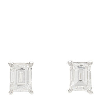 PARKER & WEST Platinum Diamond .63ct Emerald Cut Solitaire Earrings