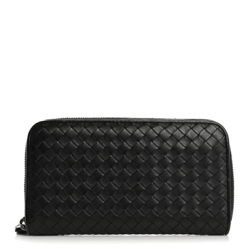 BOTTEGA VENETA Nappa Intrecciato Zip Around Wallet Black