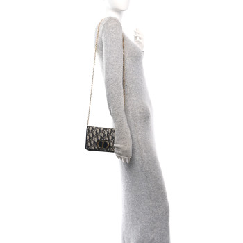 CHRISTIAN DIOR Oblique 30 Montaigne 2-In-1 Pouch Blue