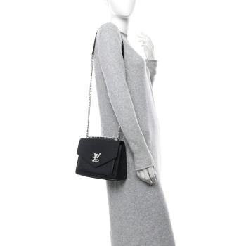 LOUIS VUITTON Soft Calfskin Mylockme Chain Bag BB Black