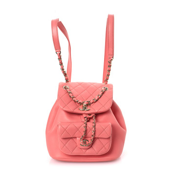 CHANEL Lambskin Quilted Small Duma Drawstring Backpack Pink