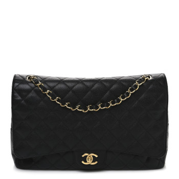 CHANEL Caviar Quilted Maxi Double Flap Black