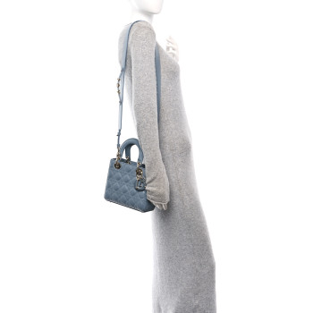 CHRISTIAN DIOR Lambskin Cannage Small My ABCDior Lady Dior Cloud Blue