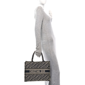 CHRISTIAN DIOR Oblique Medium Book Tote Blue Multicolor