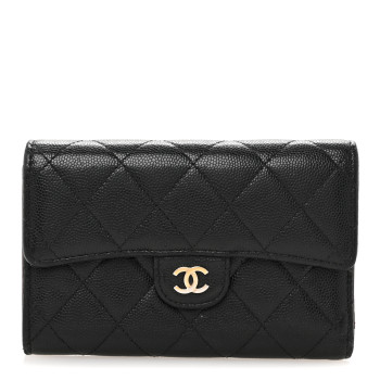 CHANEL Caviar Quilted Medium Flap Wallet Black