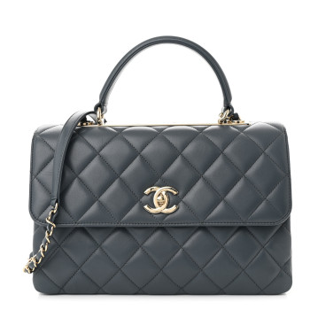 CHANEL Lambskin Quilted Medium Trendy CC Flap Dual Handle Bag Dark Grey