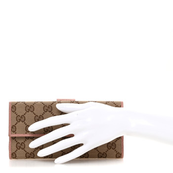 GUCCI Monogram Continental Flap Wallet Soft Pink