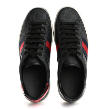 GUCCI GG Supreme Monogram Ayers Web Mens New Ace Sneakers  5 Black