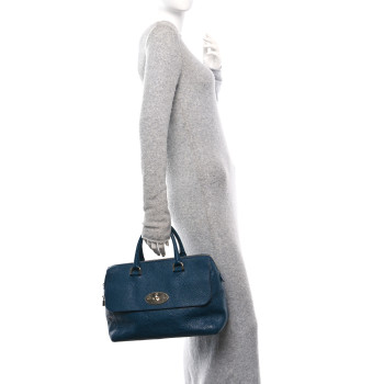 MULBERRY Glossy Goatskin Medium Del Rey Satchel Blue