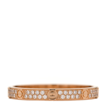 CARTIER 18K Pink Gold Diamond 2.6mm LOVE Paved Band Ring 56 7.75