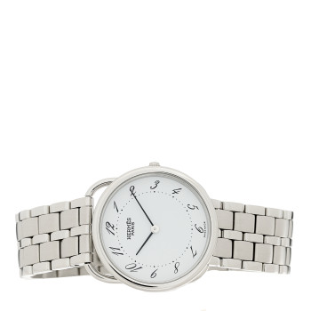 HERMES Stainless Steel 30mm Arceau Quartz Watch  White