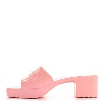 GUCCI Rubber Gucci Logo Womens Platform 20/60mm Slide Sandals 41 Wild Rose