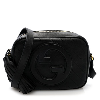 GUCCI Sakai Be Green Calfskin Diagonal Stitched Small Blondie Shoulder Bag Black