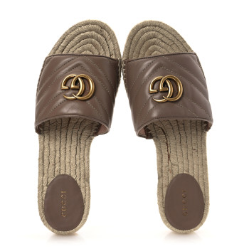 GUCCI Nappa Matelasse GG Marmont Espadrille Slide Sandals 39 Porcelain Rose