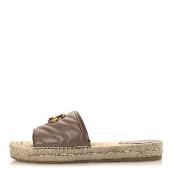 GUCCI Nappa Matelasse GG Marmont Espadrille Slide Sandals 39 Porcelain Rose
