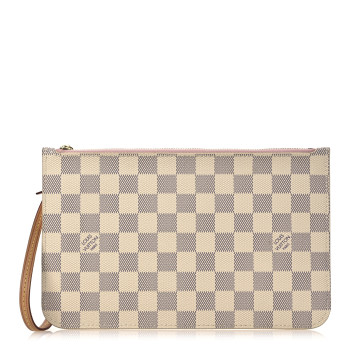 LOUIS VUITTON Damier Azur Neverfull MM GM Pochette Rose Ballerine