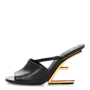 FENDI Calfskin Fendi First 95mm Slide Sandals 38 Black