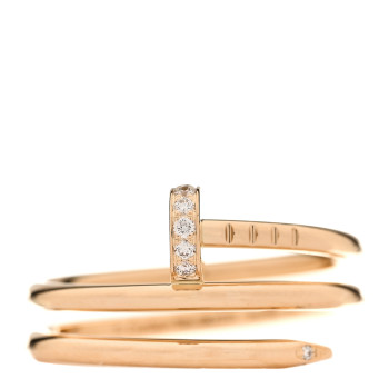CARTIER 18K Pink Gold Diamond Double Juste Un Clou Ring 54 7