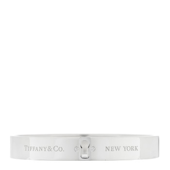 TIFFANY Sterling Silver Diamond Narrow Locks Bangle Bracelet