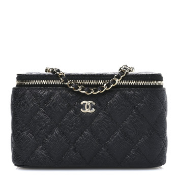 CHANEL Caviar Quilted Small Vanity Case With Chain Black