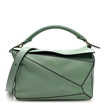LOEWE Calfskin Medium Puzzle Bag Sea Water Green