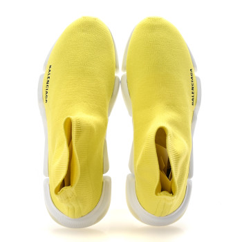 BALENCIAGA Ribbed Knit Womens Speed 2.0 Transparent Sole Sneakers 39 Yellow