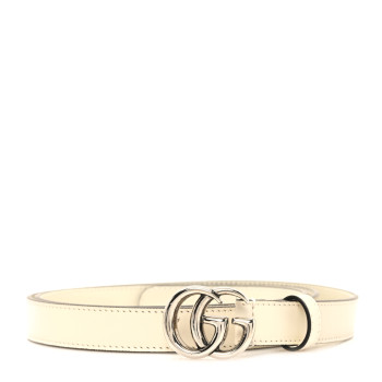 GUCCI Plutone Calfskin Palladium Double G 20mm 100 40 Mystic White