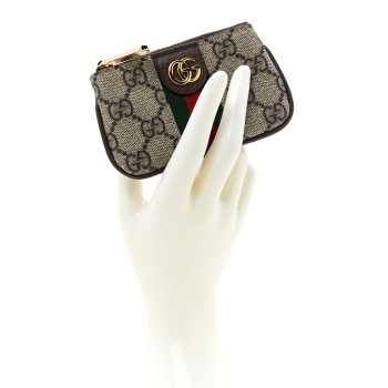 GUCCI GG Supreme Monogram Web Ophidia Key Case Beige New Acero