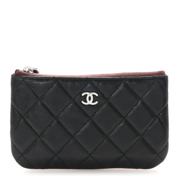 CHANEL Caviar Quilted Small Cosmetic Case Black