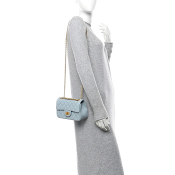 CHANEL Aged Calfskin Quilted 2.55 Reissue Mini Flap Light Blue