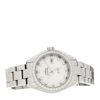 OMEGA Stainless Steel Diamond Bezel Mother of Pearl 34mm Seamaster Aqua Terra Co-Axial Chronometer Automatic Watch 231.15.34.20.55.001