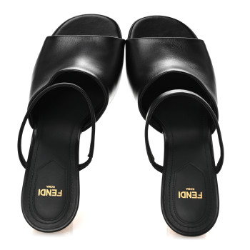 FENDI Calfskin Fendi First 95mm Slide Sandals 38 Black