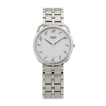HERMES Stainless Steel 30mm Arceau Quartz Watch  White