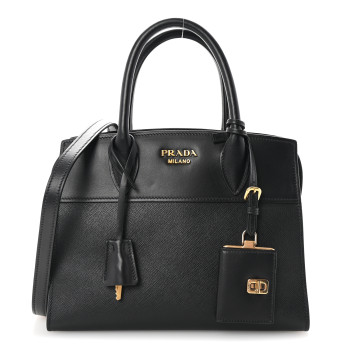 PRADA Saffiano City Calfskin Small Esplanade Black