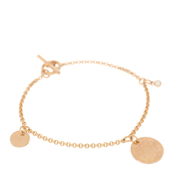 HERMES 18K Rose Gold Diamond PM Ex-Libris Bracelet SH