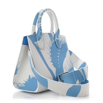 SALVATORE FERRAGAMO Calfskin Print Mini The Studio Bag White Blue