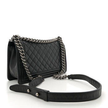 CHANEL Calfskin Quilted Medium Boy Flap Black