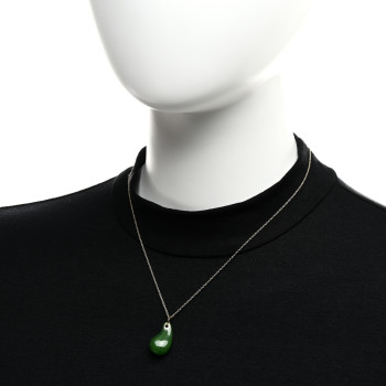TIFFANY 18K Yellow Gold Green Jade Elsa Peretti Teardrop Pendant Necklace