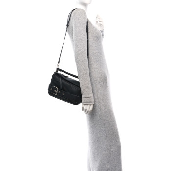 LOEWE Shiny Calfskin Small Puzzle Biker Bag Black