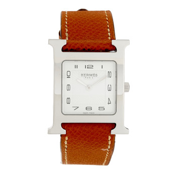 HERMES Stainless Steel Epsom 26mm Heure H Hour Quartz Watch Gold