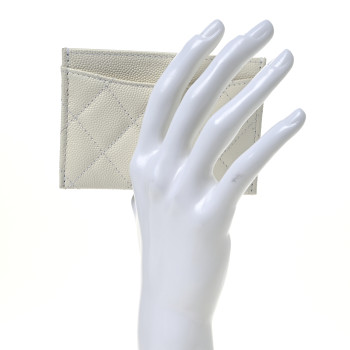 CHANEL Caviar Quilted Card Holder White