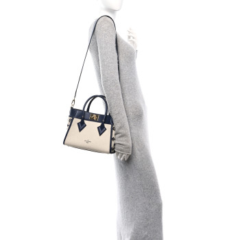 LOUIS VUITTON Canvas Calfskin Monogram On My Side PM Navy Blue