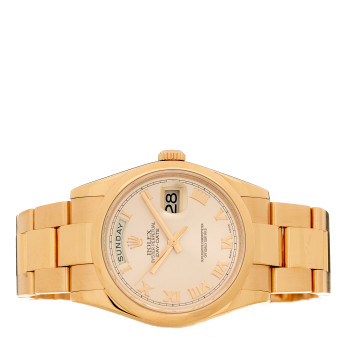 ROLEX 18K Everose Gold 36mm Oyster Perpetual Day-Date Watch Champagne Roman 118205