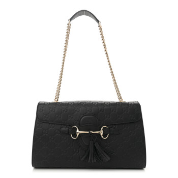 GUCCI Guccissima Medium Emily Chain Shoulder Bag Black
