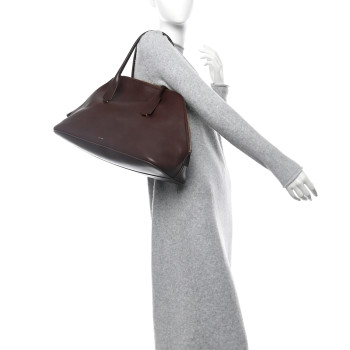 THE ROW Polished Saddle Calfskin Large Devon Bag Burgundy